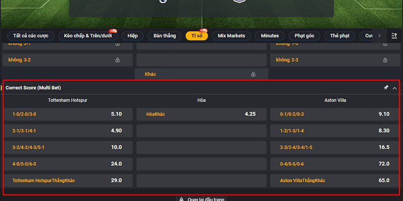 Kèo Score Box Multi Bet là cách khá hay để gia tăng cơ hội đoán đúng